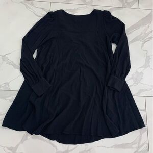 Sezane Shauna Short Black Dress Womens Size 38 Long Sleeve Deep V- Neck Unlined